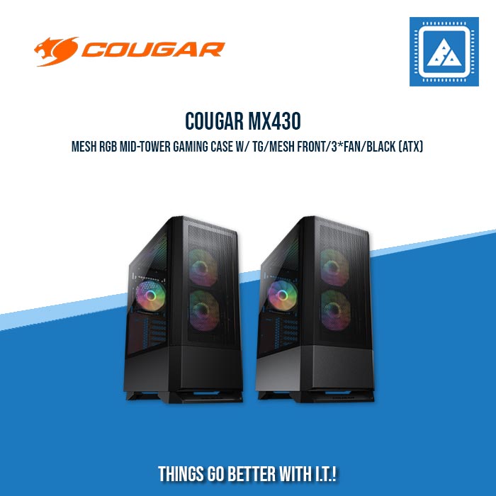 COUGAR MX430 MESH RGB MID-TOWER GAMING CASE W/ TG/MESH FRONT/3*FAN/BLACK (ATX) COUGAR MX430 MESH RGB MID-TOWER GAMING CASE W/ TG/MESH FRONT/3*FAN/BLACK (ATX)